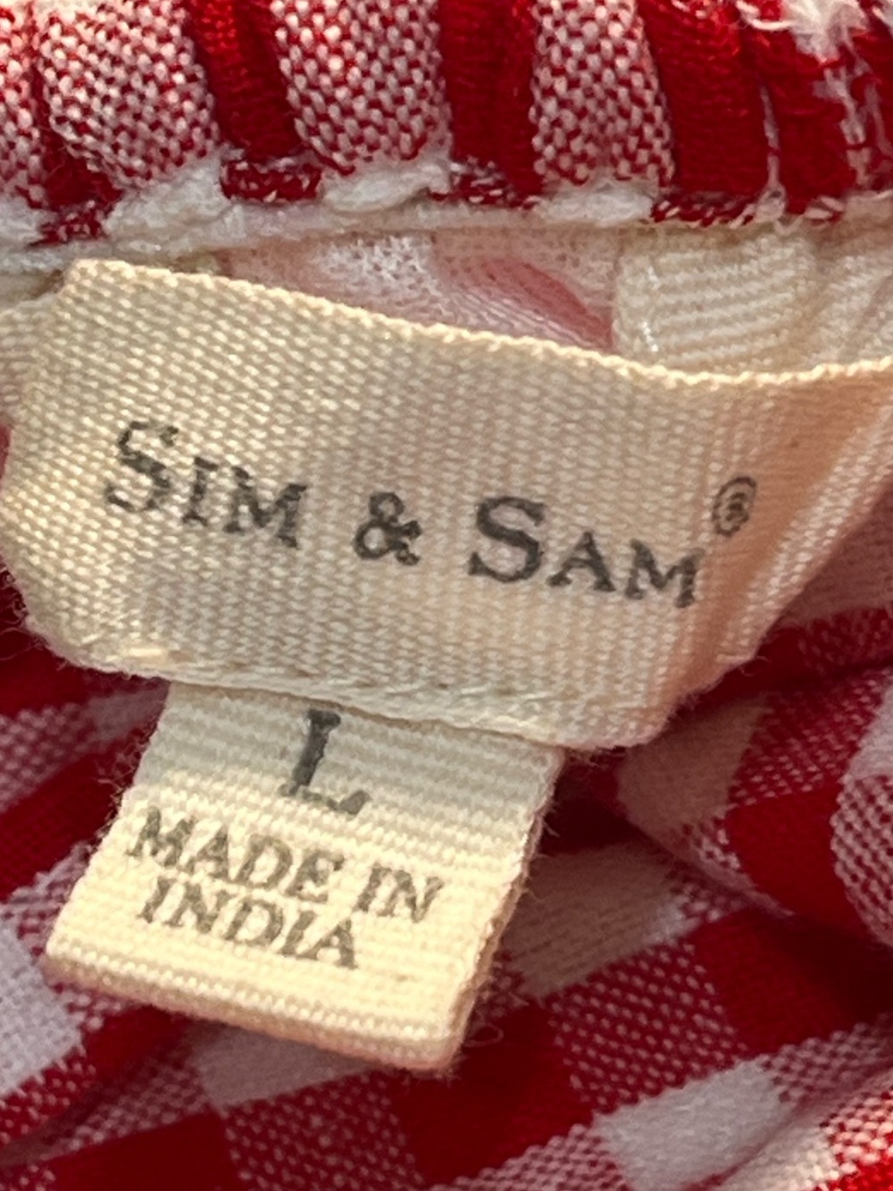 Sim & Sam Red Gingham Max Dress with Smocked Bodice - Large - Picture 9 of 9